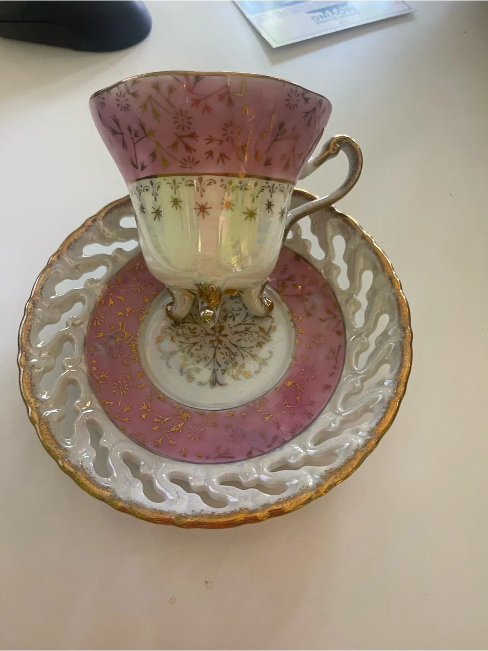 Vintage Pink and Gold Porcelain Teacup & Saucer Set